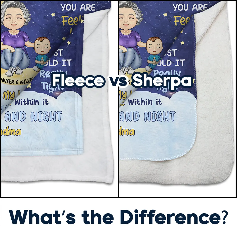 Granddaughter Grandson Hug This Soft Blanket - Personalized Fleece Blanket, Sherpa Blanket - Image 4