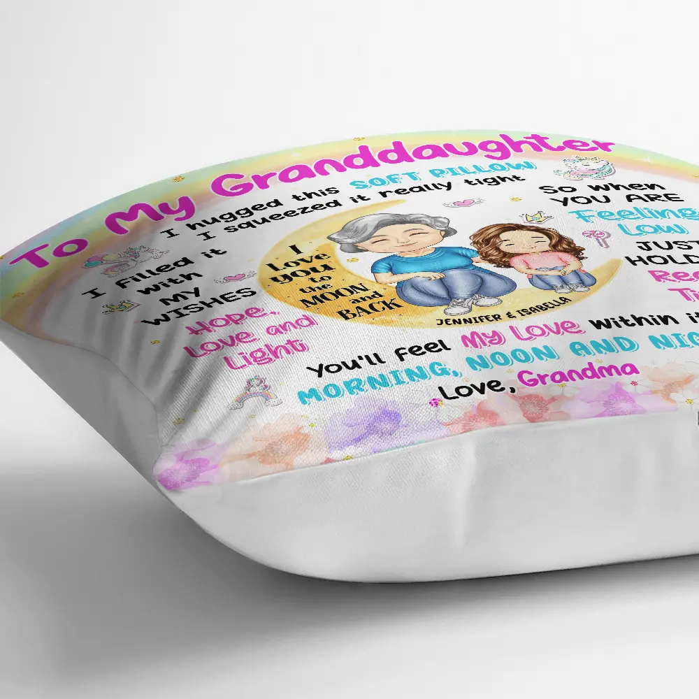 Granddaughter Grandson Hug This Soft Pillow - Personalized Pillow - Image 3