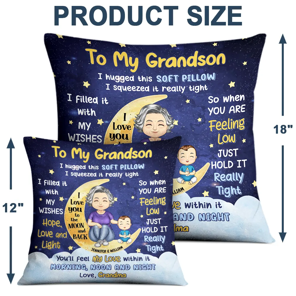 Granddaughter Grandson Hug This Soft Pillow - Personalized Pillow - Image 4