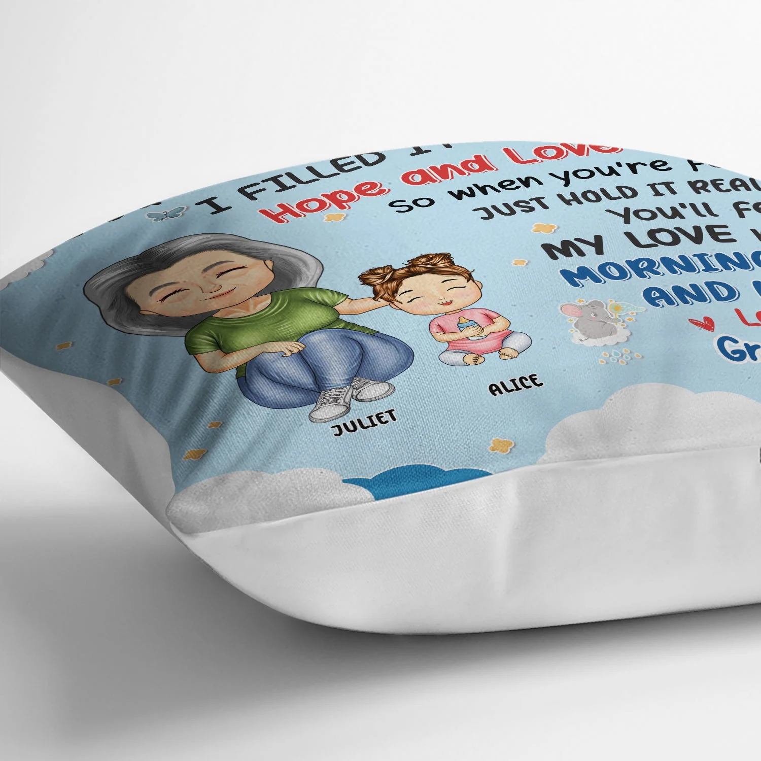 Grandma Mother Hugged This Soft Pillow - Gift For Granddaughter, Grandson, Kids - Personalized Pillow - Image 3