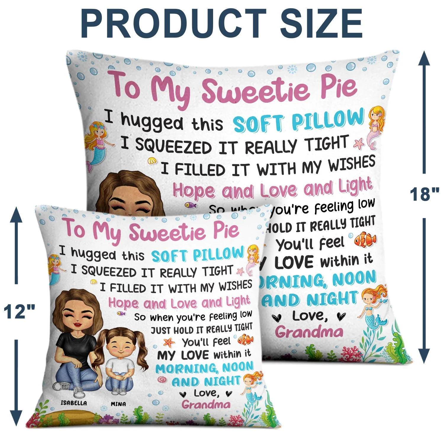 Grandma Mother Hugged This Soft Pillow - Gift For Granddaughter, Grandson, Kids - Personalized Pillow - Image 4