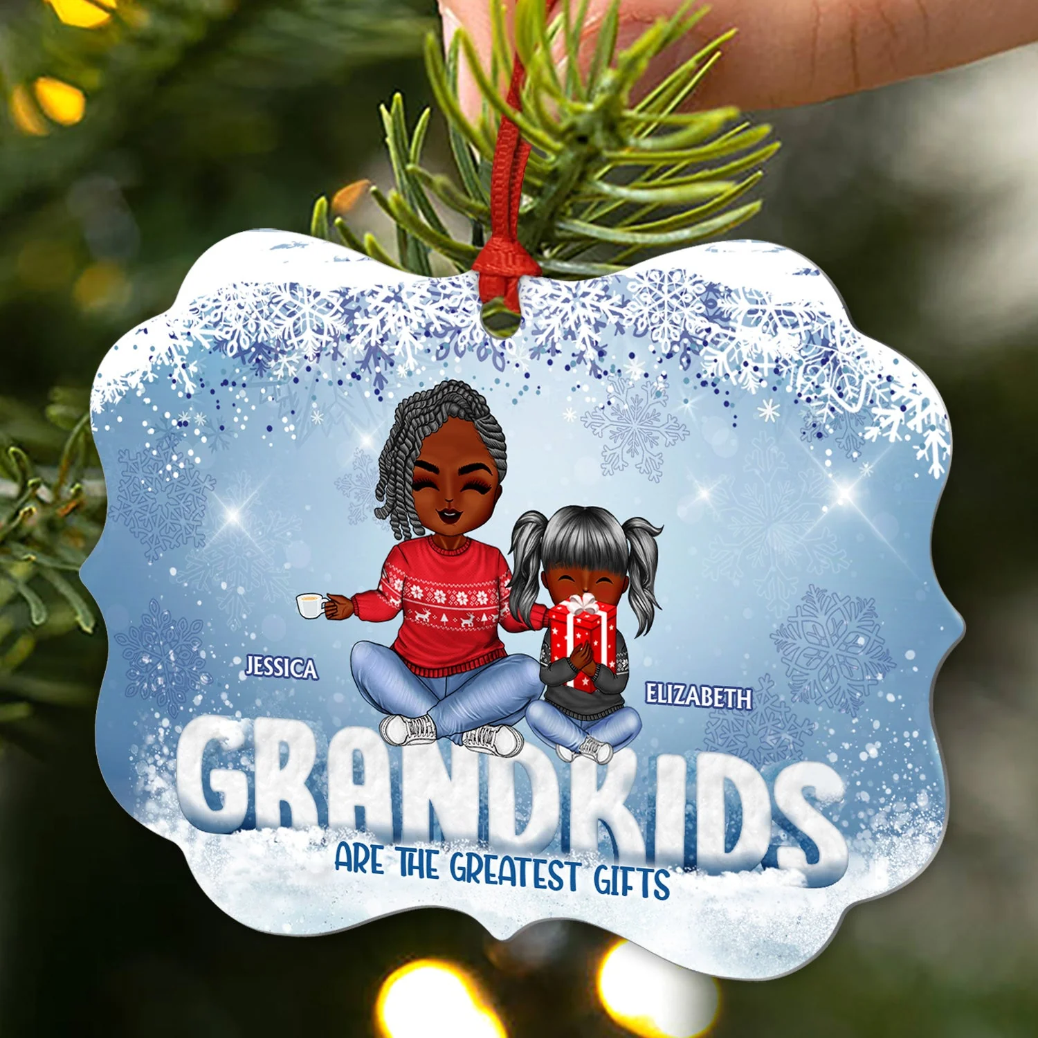 Grandkids Are The Greatest Gifts - Christmas Gift For Grandma - Personalized Custom Aluminum Ornament - Image 2