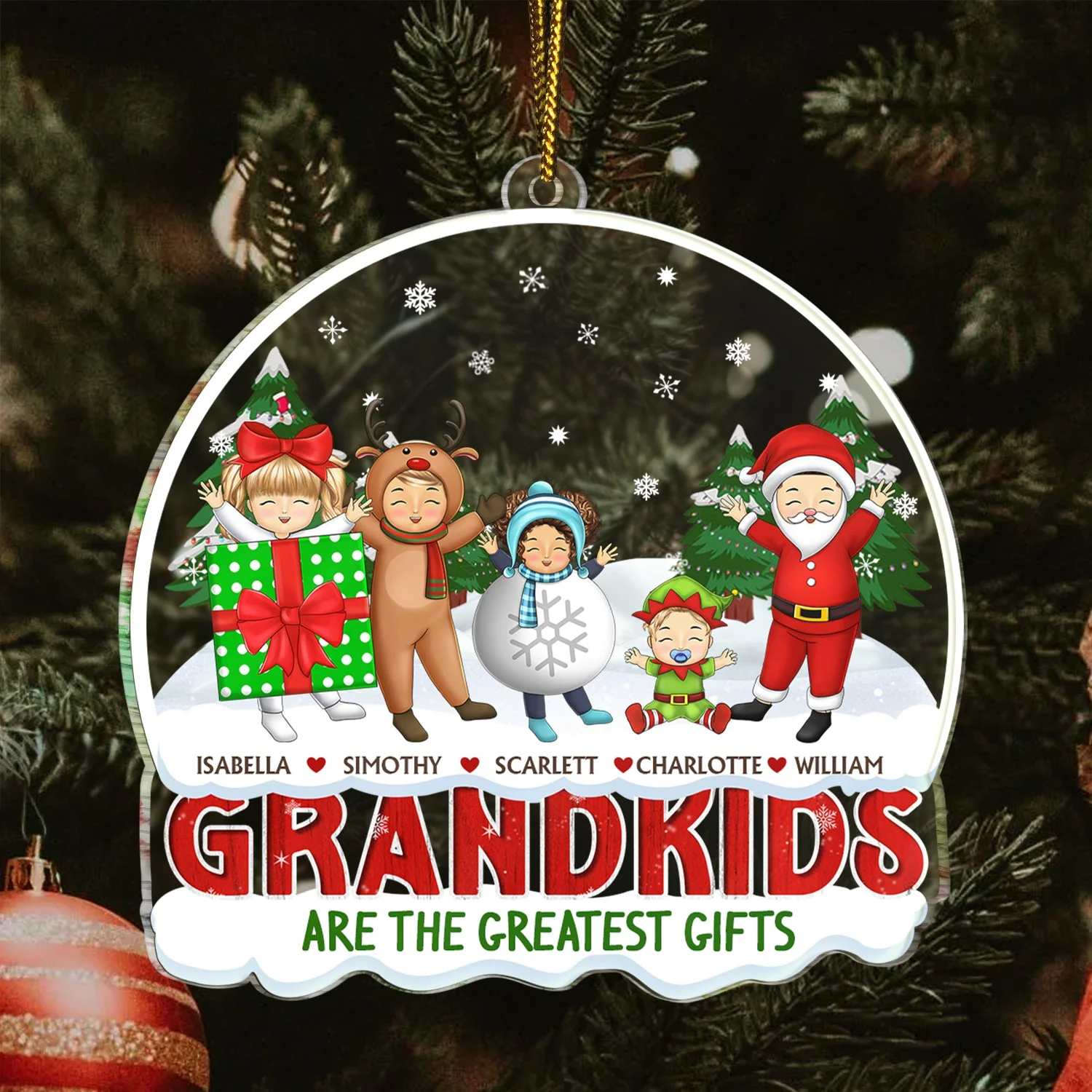 Grandkids Are The Greatest Gifts - Christmas Gift For Grandpa, Grandma, Grandparents - Personalized Custom Shaped Acrylic Ornament - Image 3