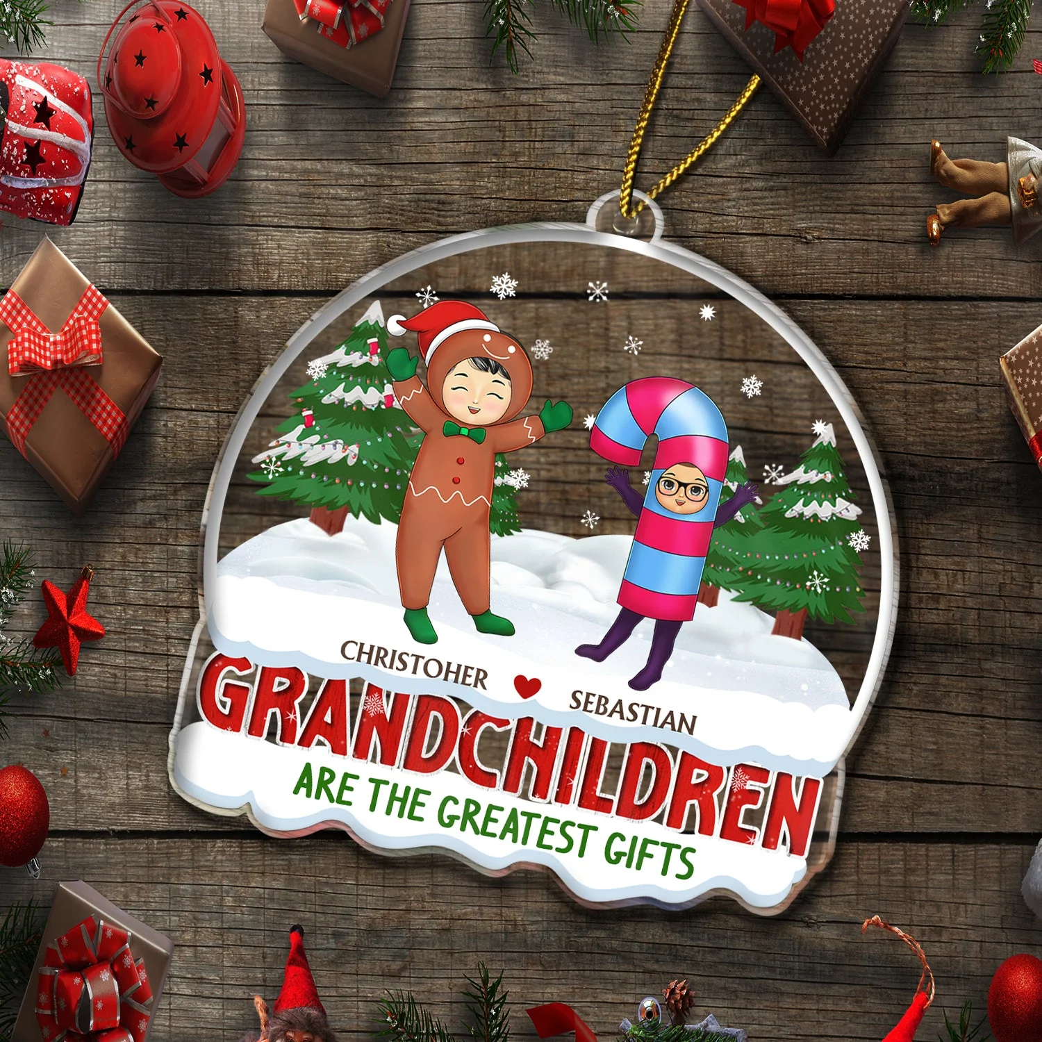 Grandkids Are The Greatest Gifts - Christmas Gift For Grandpa, Grandma, Grandparents - Personalized Custom Shaped Acrylic Ornament - Image 5