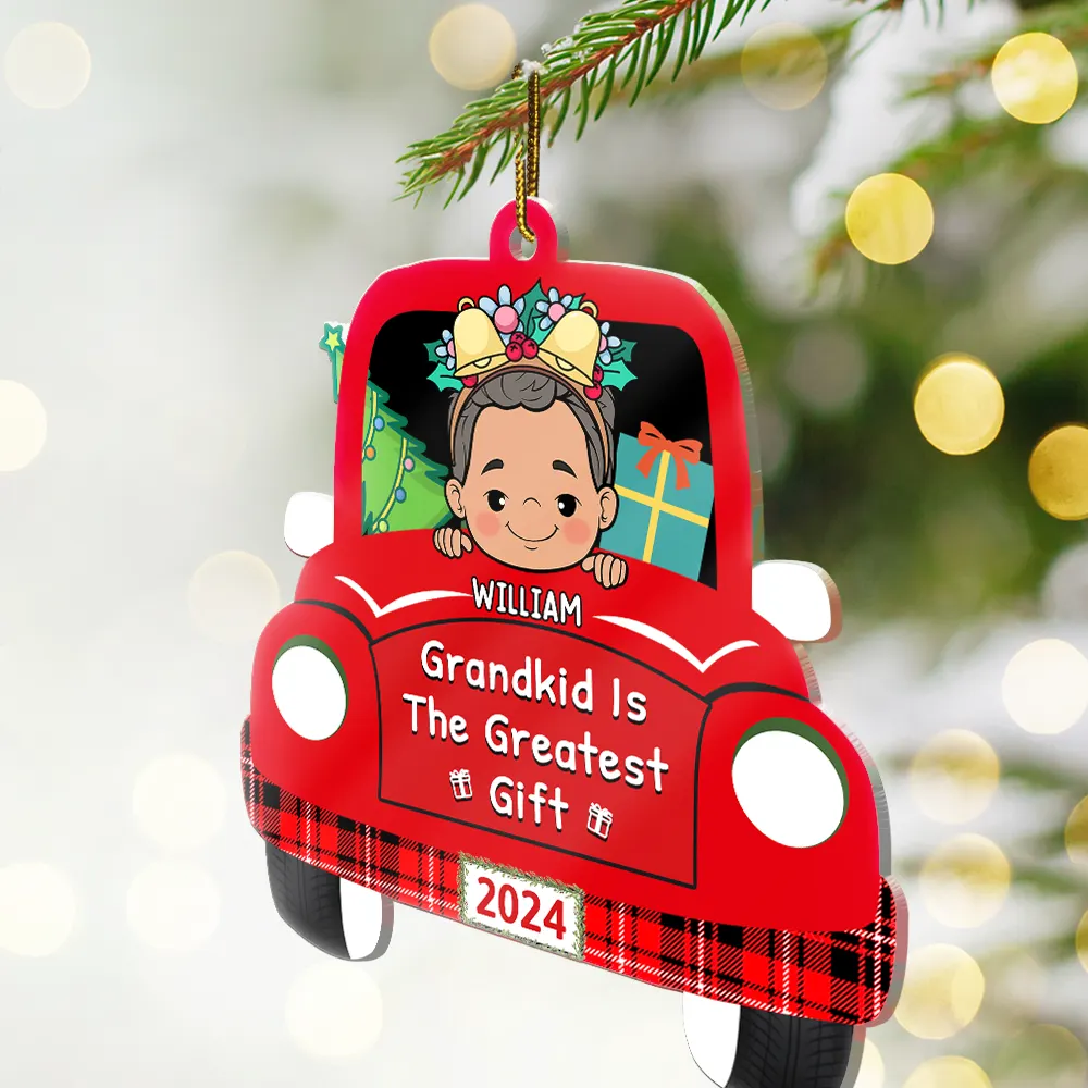 Grandkids Are The Greatest Gifts - Personalized Cutout Acrylic Ornament - Image 2