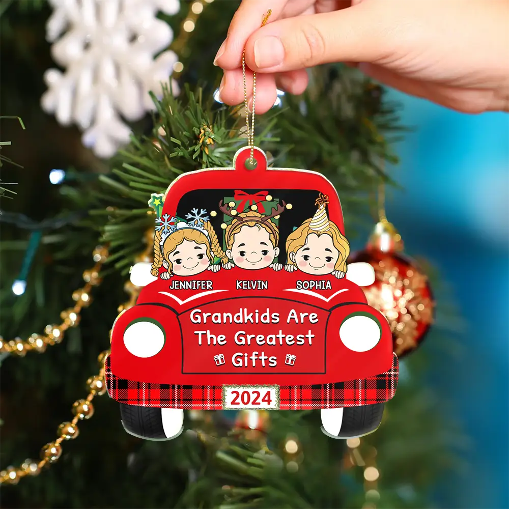 Grandkids Are The Greatest Gifts - Personalized Cutout Acrylic Ornament - Image 4