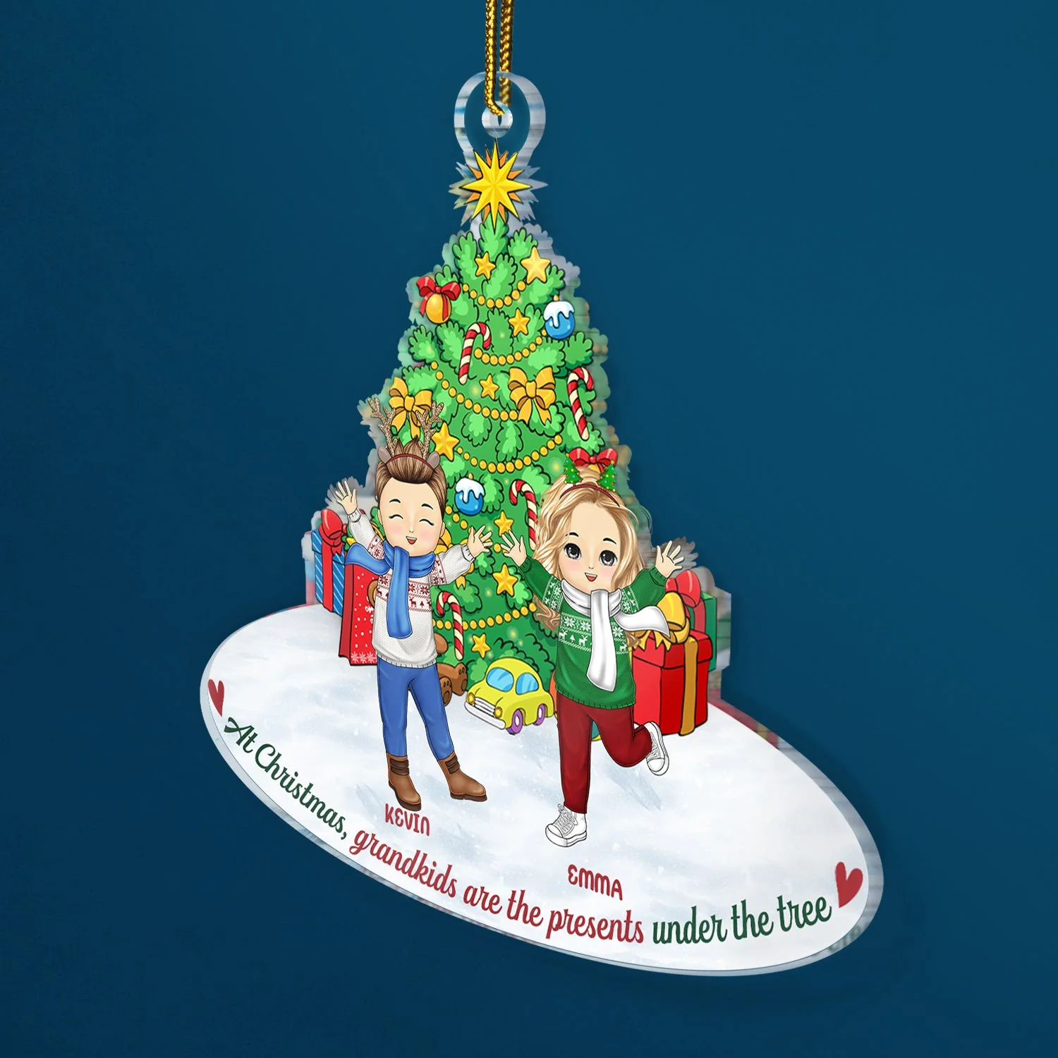 Grandkids Are The Presents Under The Tree - Christmas Gift For Family, Grandparents - Personalized Cutout Acrylic Ornament - Image 2