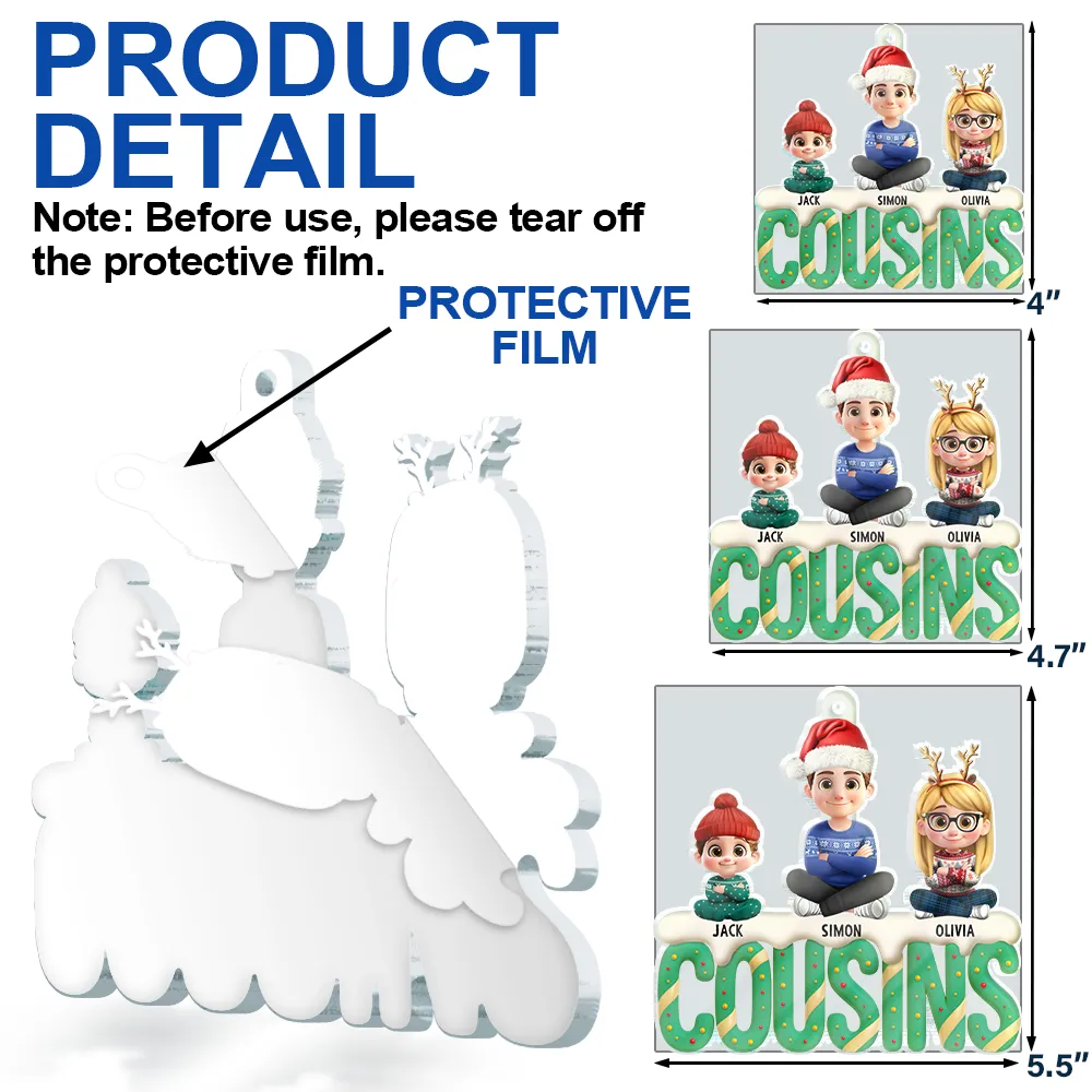 Grandkids Christmas Tree Cake 3D Effect - Personalized Custom Shaped Acrylic Ornament - Image 6
