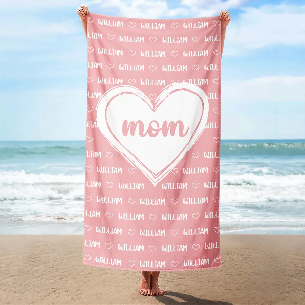 Grandkids, Kids Names For Grandma, Mom - Personalized Beach Towel - Image 2