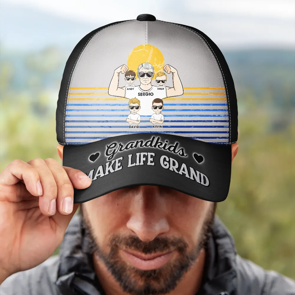 Grandkids Make Life Grand - Personalized Classic Cap - Image 4