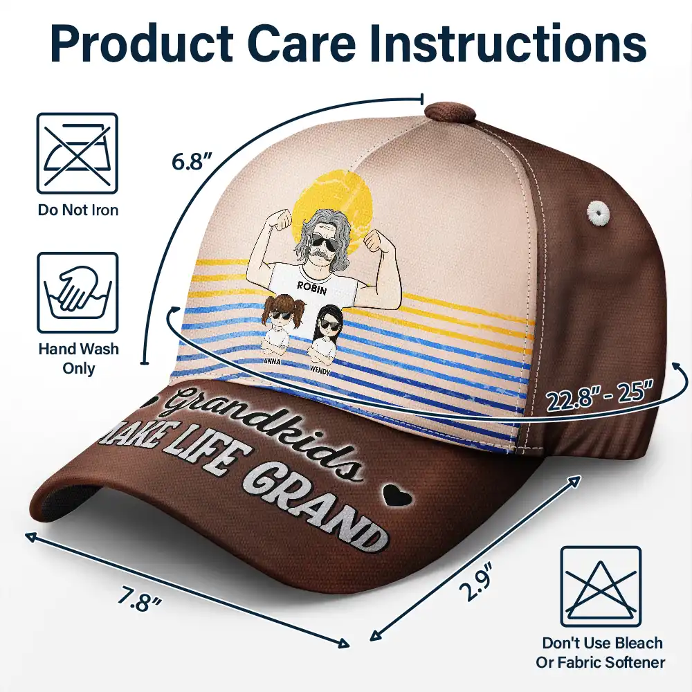 Grandkids Make Life Grand - Personalized Classic Cap - Image 6