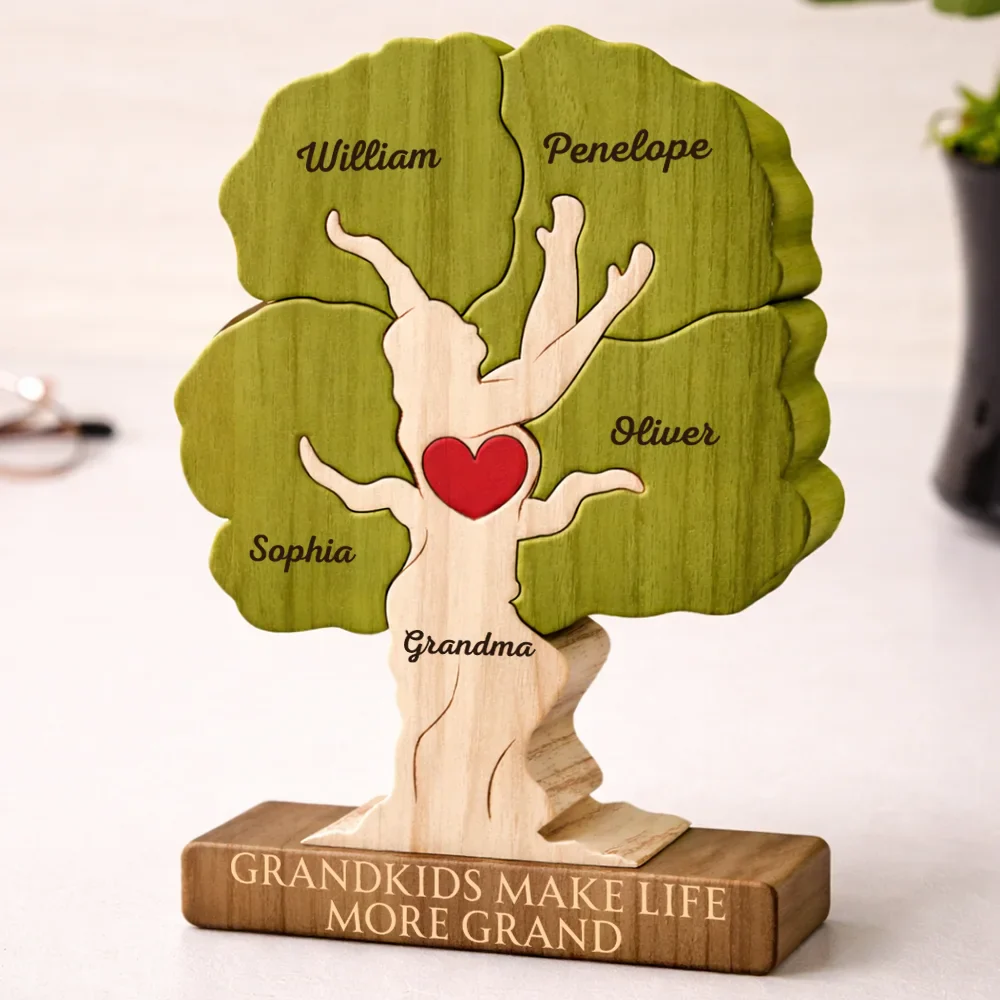 Grandkids Make Life Grand - Personalized Custom Shaped Wooden Puzzle