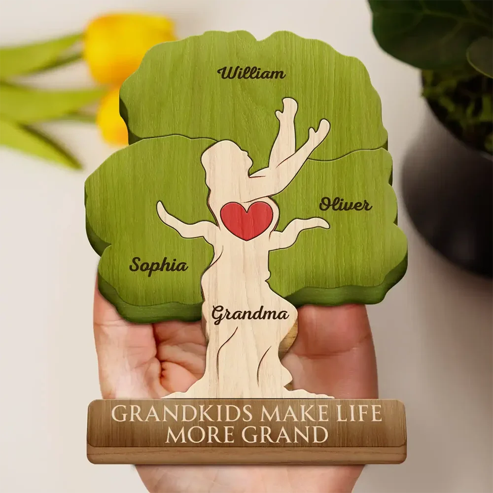 Grandkids Make Life Grand - Personalized Custom Shaped Wooden Puzzle - Image 3