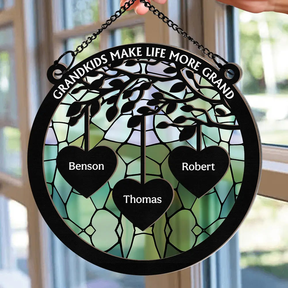 Grandkids Make Life More Grand - Personalized Window Hanging Suncatcher Ornament - Image 2