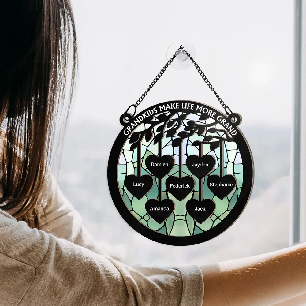 Grandkids Make Life More Grand - Personalized Window Hanging Suncatcher Ornament - Image 4