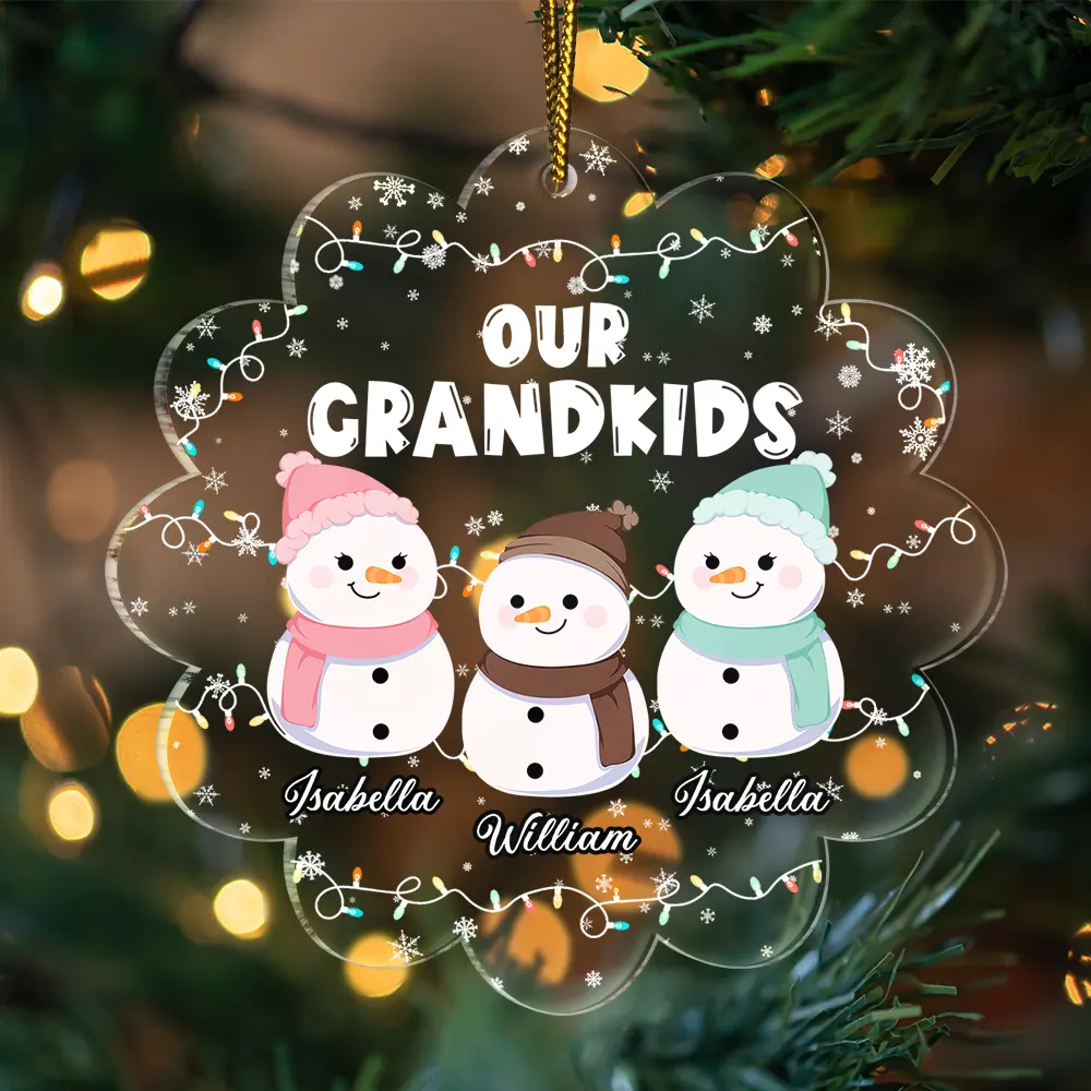 Grandkids Melt My Heart - Personalized Custom Shaped Acrylic Ornament - Image 3
