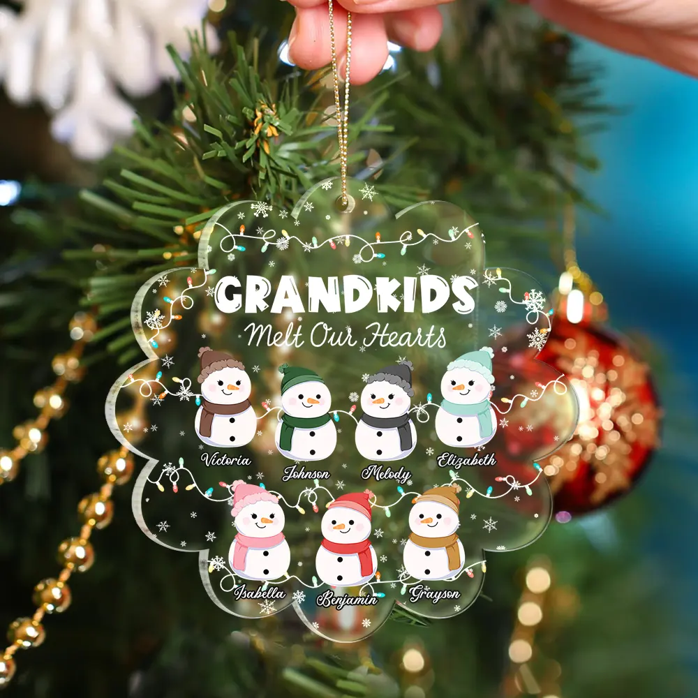 Grandkids Melt My Heart - Personalized Custom Shaped Acrylic Ornament - Image 4