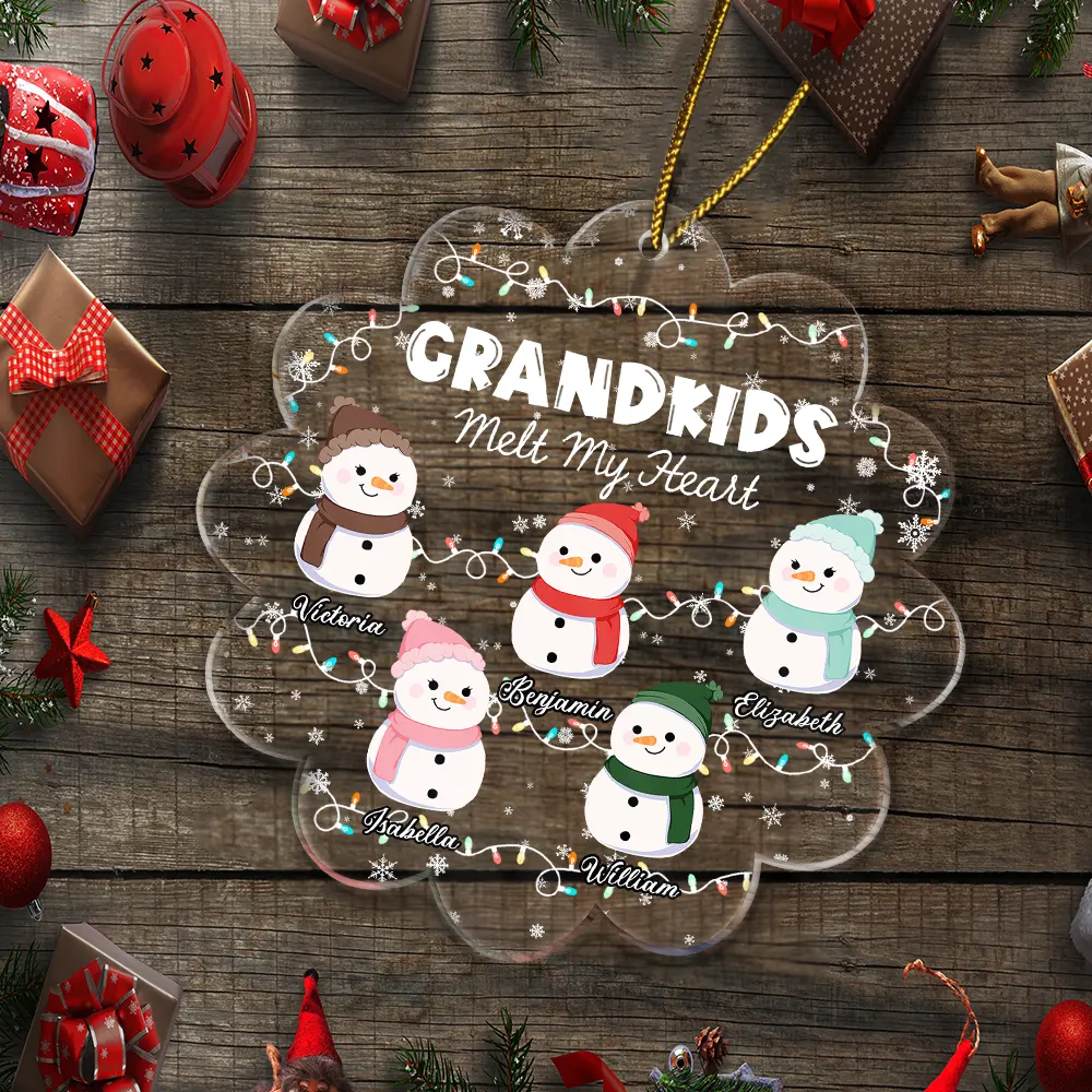 Grandkids Melt My Heart - Personalized Custom Shaped Acrylic Ornament - Image 5