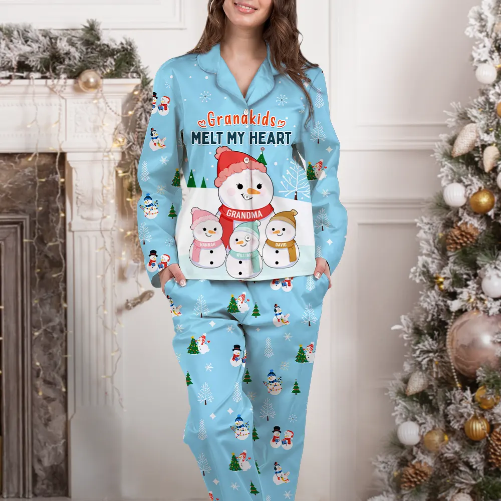 Grandkids Melts My Heart - Personalized Long Pajamas Set - Image 3