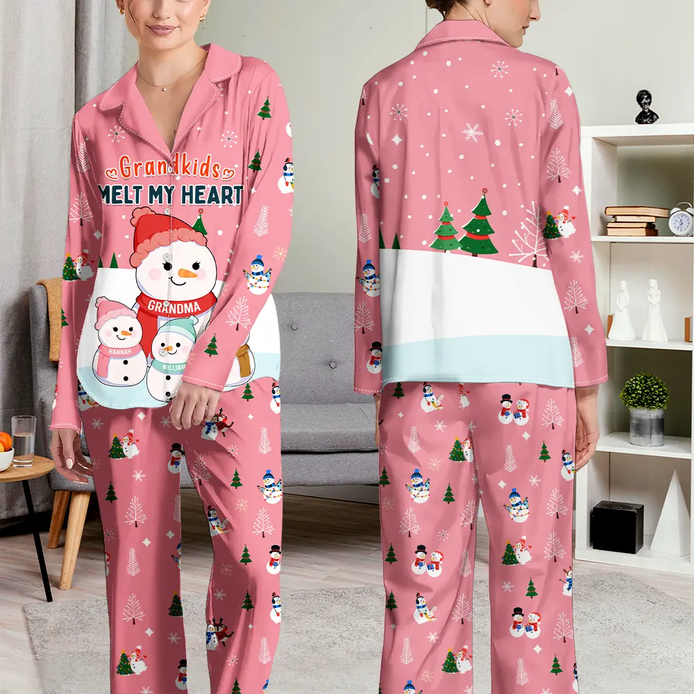 Grandkids Melts My Heart - Personalized Long Pajamas Set - Image 4