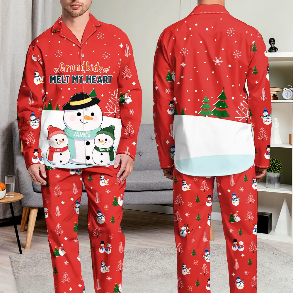 Grandkids Melts My Heart - Personalized Long Pajamas Set - Image 5