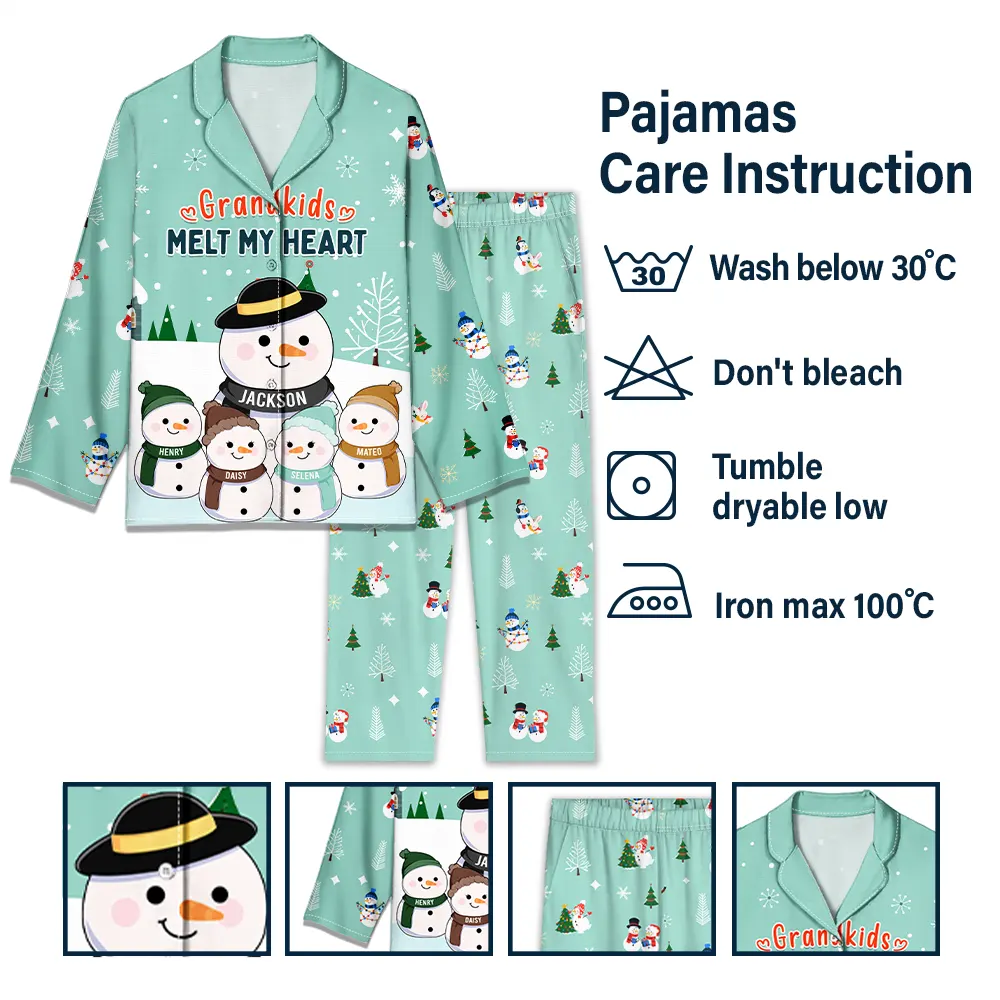 Grandkids Melts My Heart - Personalized Long Pajamas Set - Image 6