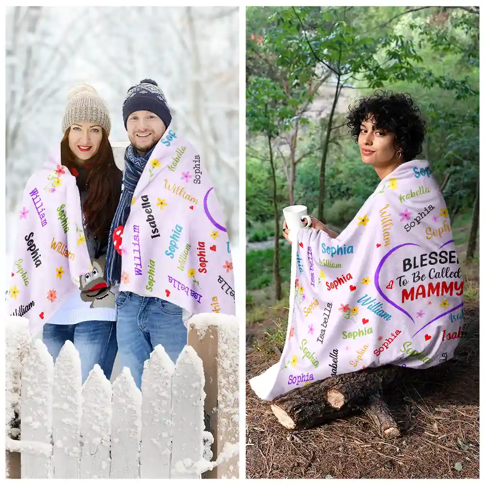 Grandkid's Names Blessed To Be Called Grandma Nana - Personalized Wearable Blanket - Image 4