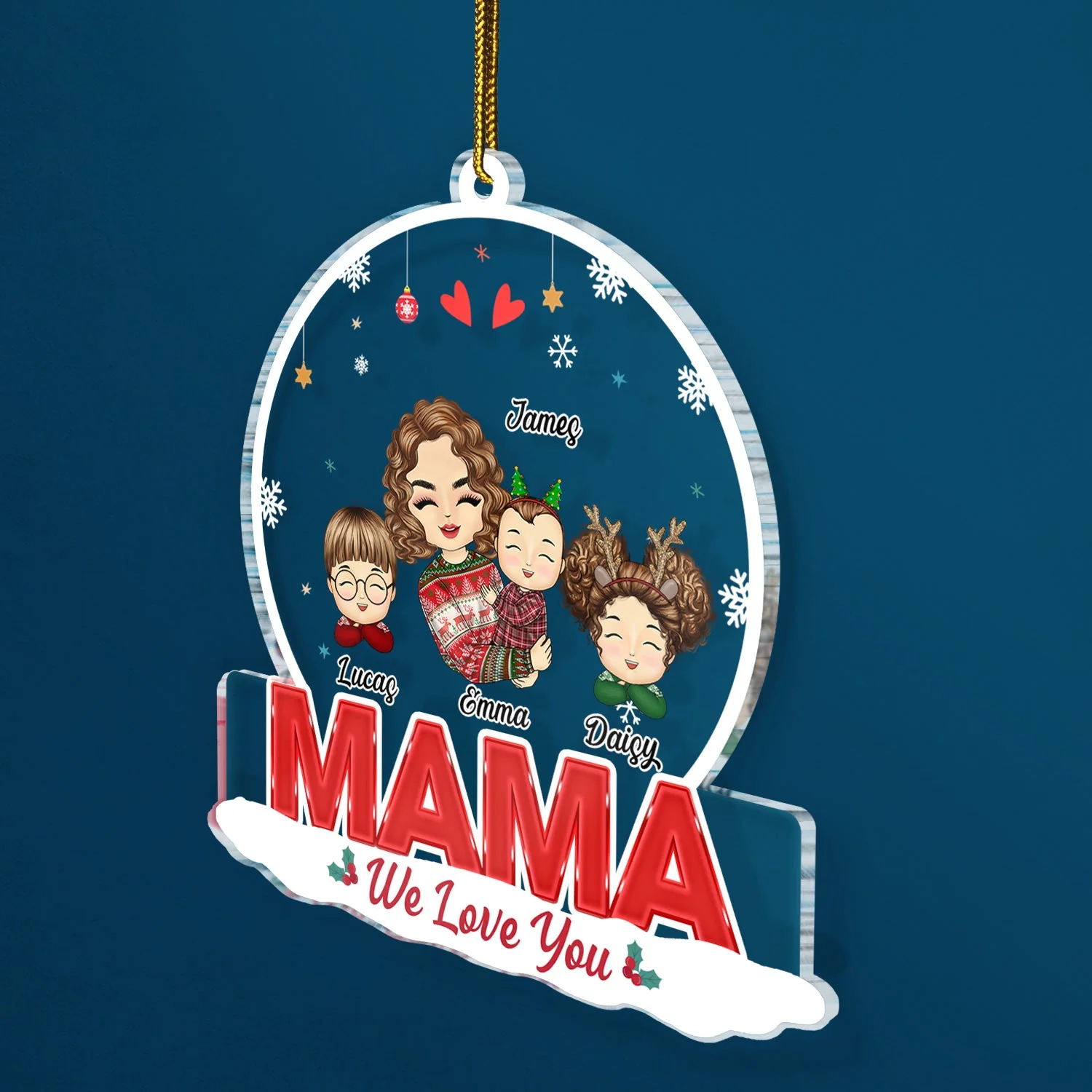 Grandkids Nana Mommy - Christmas Gift For Grandma, Mother, Aunt - Personalized Custom Shaped Acrylic Ornament - Image 2