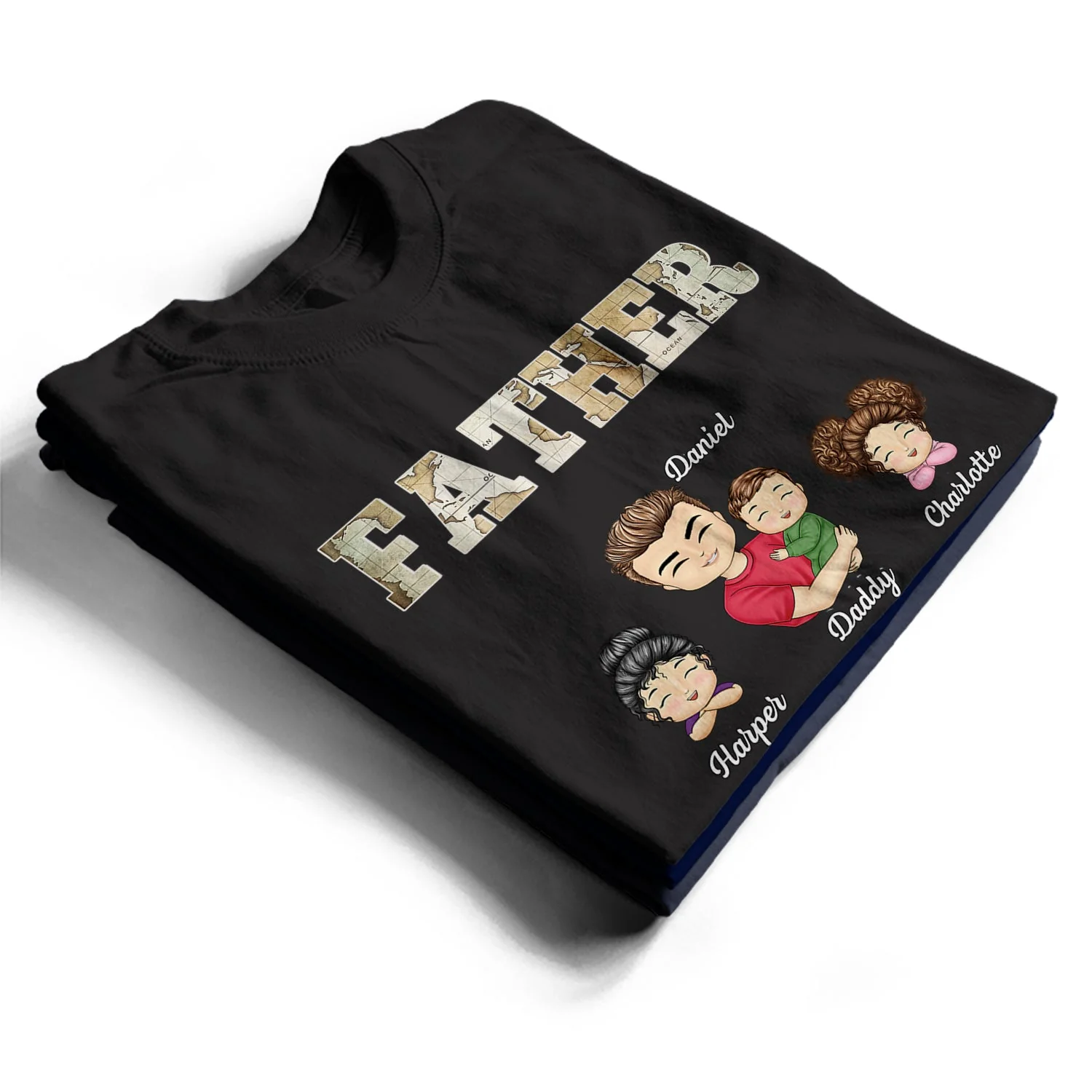 Grandkids Papa Daddy - Gift For Grandpa, Father, Uncle - Personalized T Shirt - Image 2