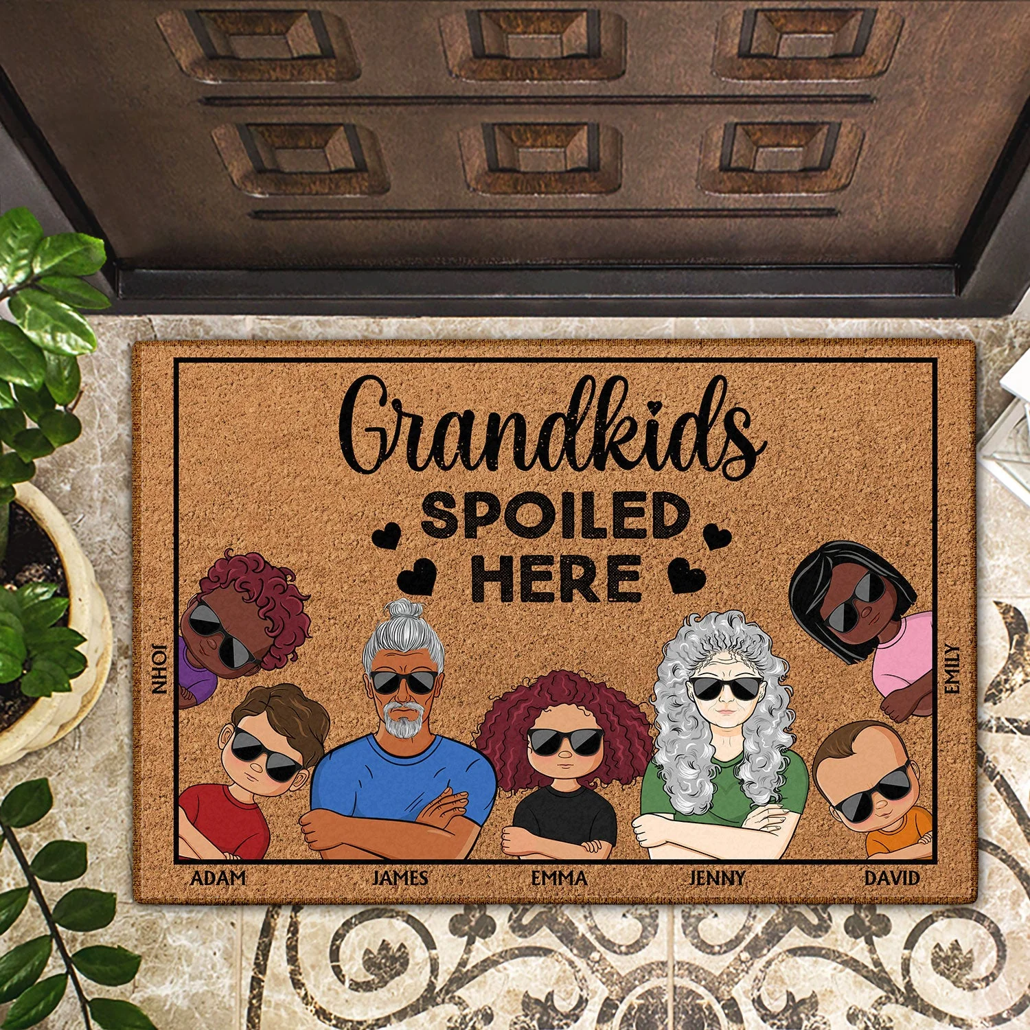 Grandkids Spoiled Here Couples - Home Decor, Birthday, Housewarming Gift For Grandma, Grandpa, Grandparents - Personalized Custom Doormat - Image 2