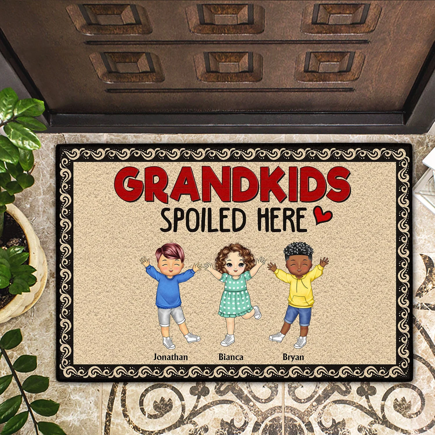 Grandkids Spoiled Here - Gift For Grandkids - Personalized Doormat - Image 2