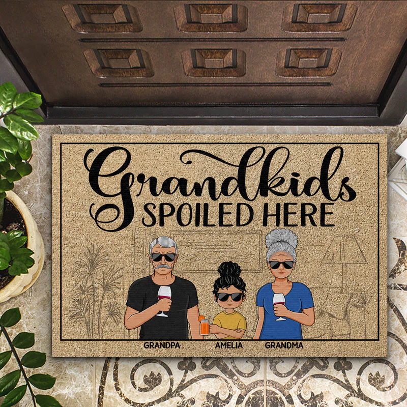 Grandkids Spoiled Here Grandparents Couple - Family Gift - Personalized Custom Doormat - Image 2