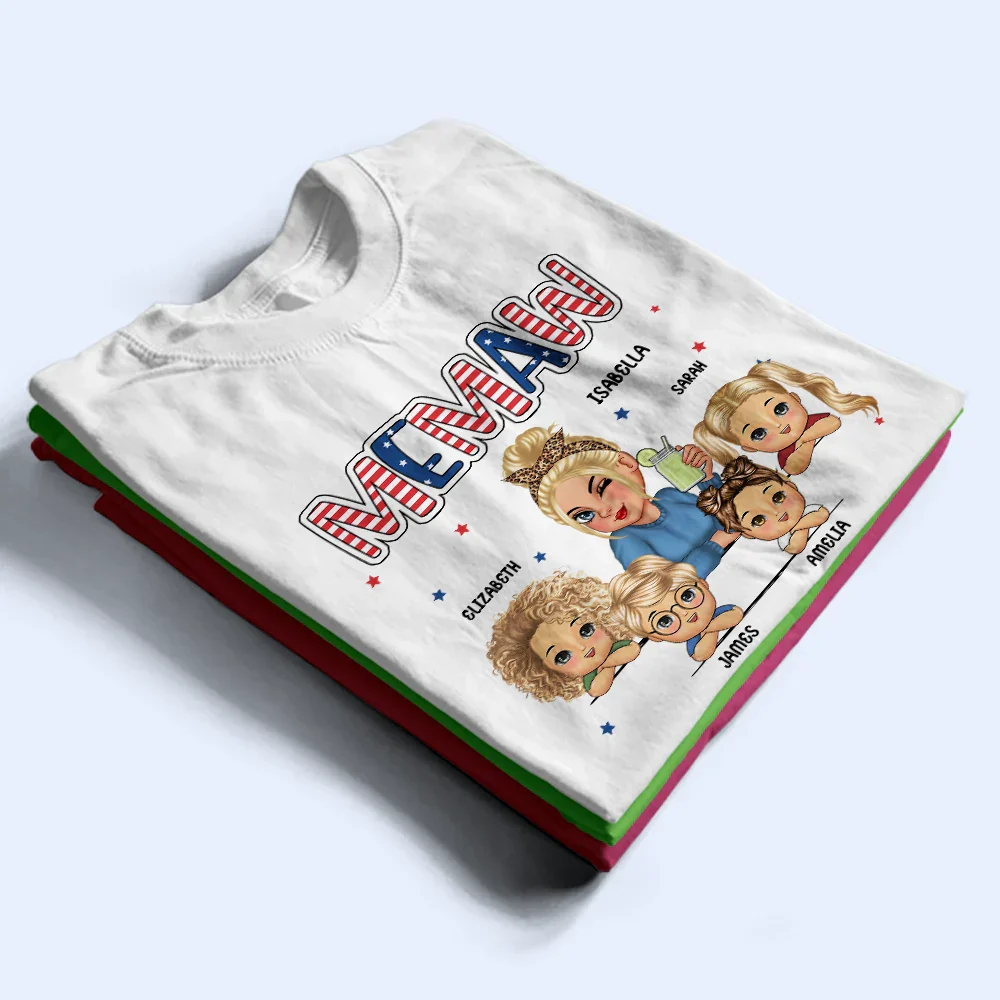 Grandma And Grandkids Stars And Stripes - Personalized T Shirt - Image 2