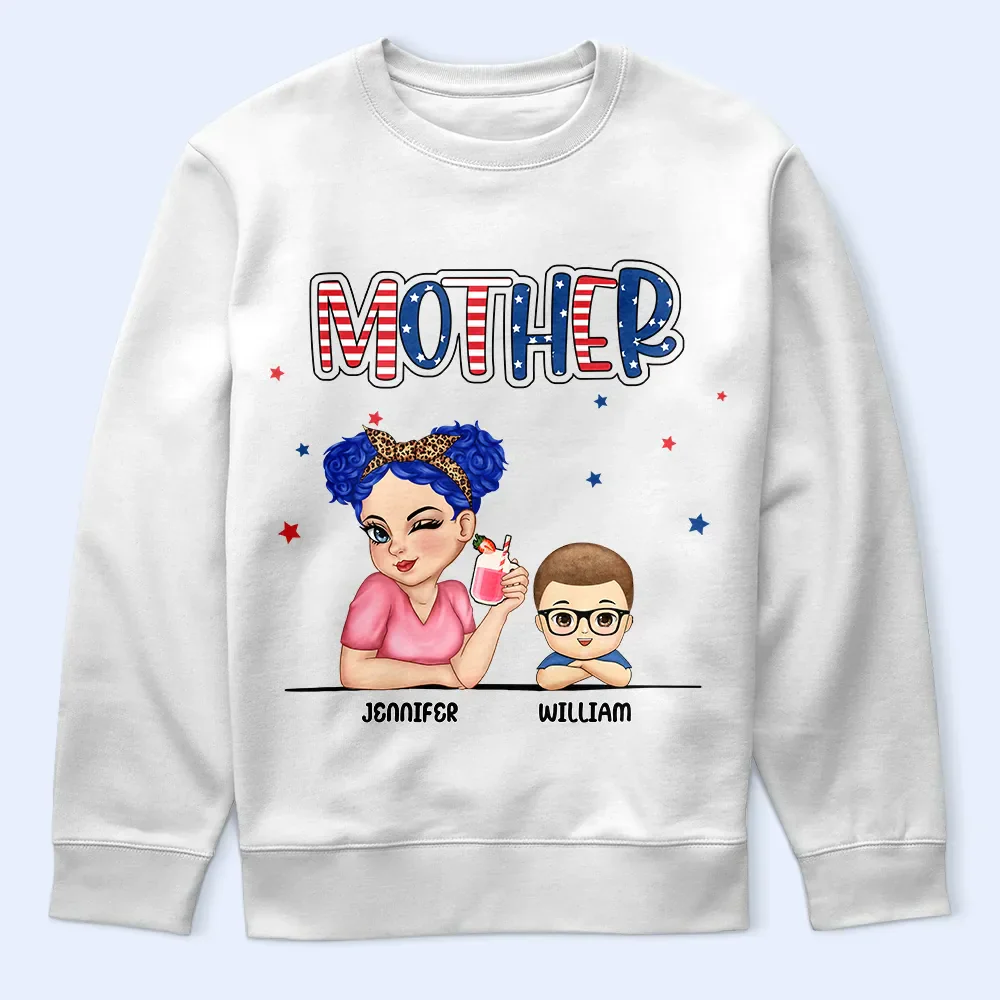 Grandma And Grandkids Stars And Stripes - Personalized T Shirt - Image 5