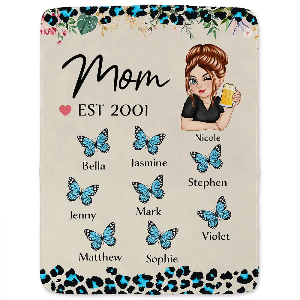 Grandma Butterfly Title - Personalized Fleece Blanket, Sherpa Blanket - Image 2