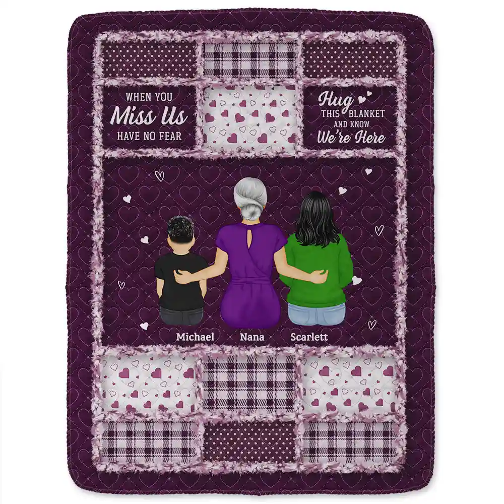 Grandma Grandkids Hug This Blanket - Personalized Fleece Blanket, Sherpa Blanket - Image 2