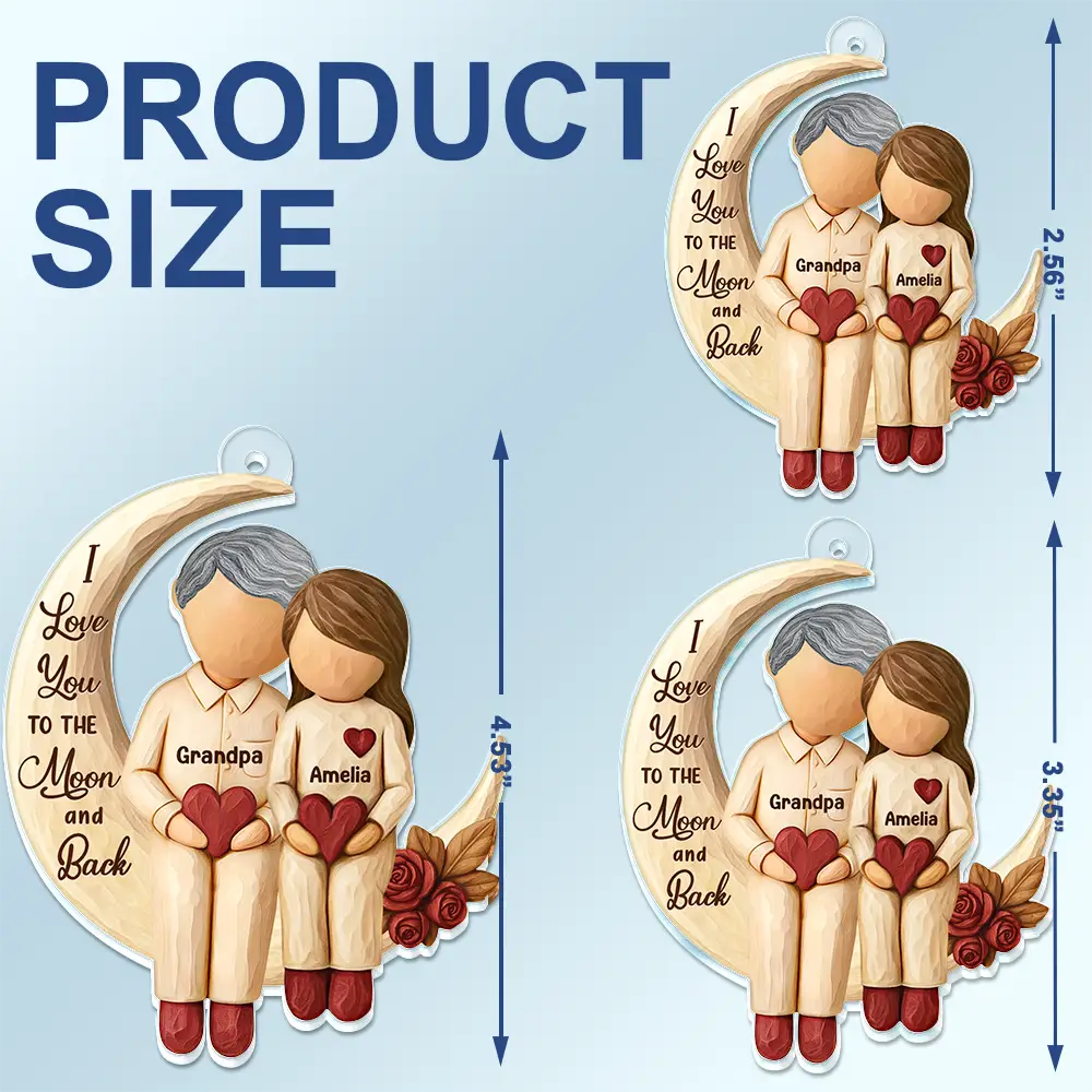 Grandma Grandkids Sitting On The Moon - Personalized Acrylic Car Hanger - Image 4