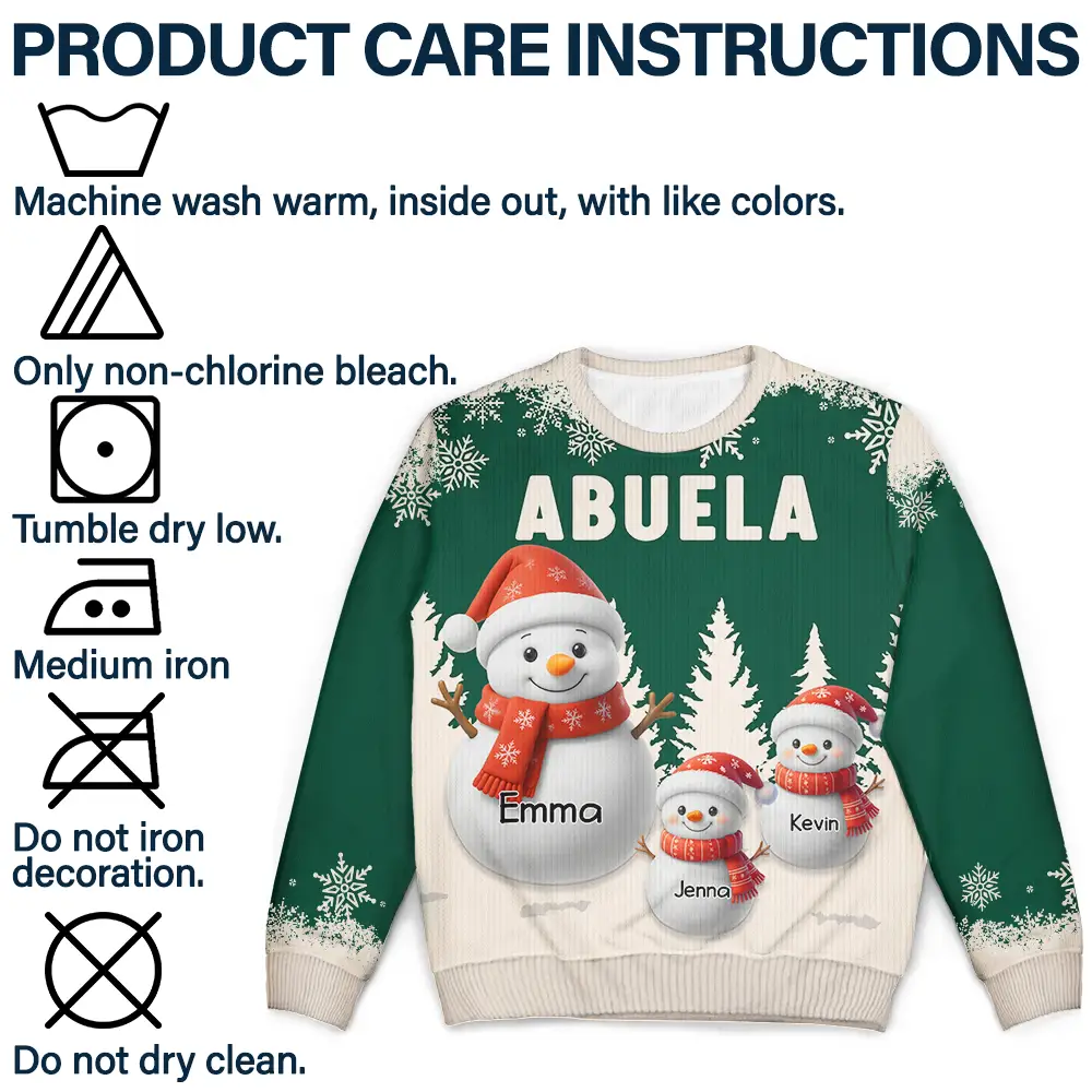 Grandma Grandkids Snowman 3D Effect - Personalized Unisex Ugly Sweater - Image 7