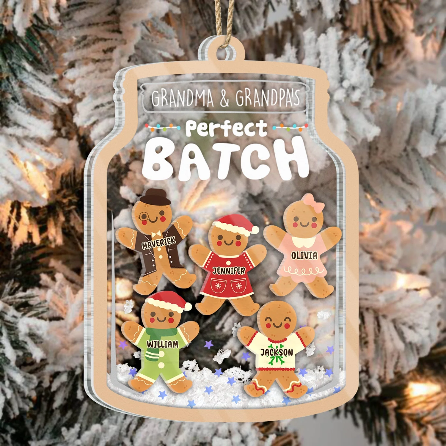 Grandma Grandpa Mom Dad Perfect Batch - Gift For Mom, Dad, Grandparents - Personalized 3-Layered Acrylic Shaker Ornament - Image 3
