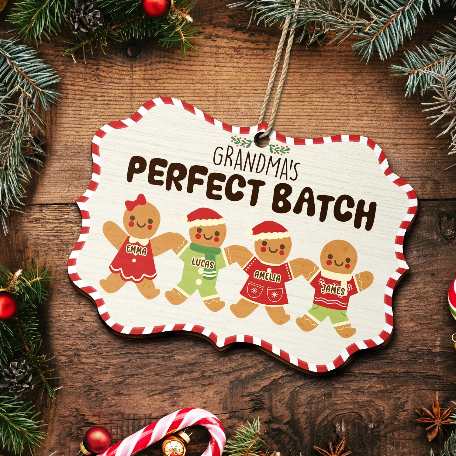 Grandma Grandpa Mom Dad Perfect Batch - Gift For Mom, Dad, Grandparents - Personalized Medallion Wooden Ornament - Image 5