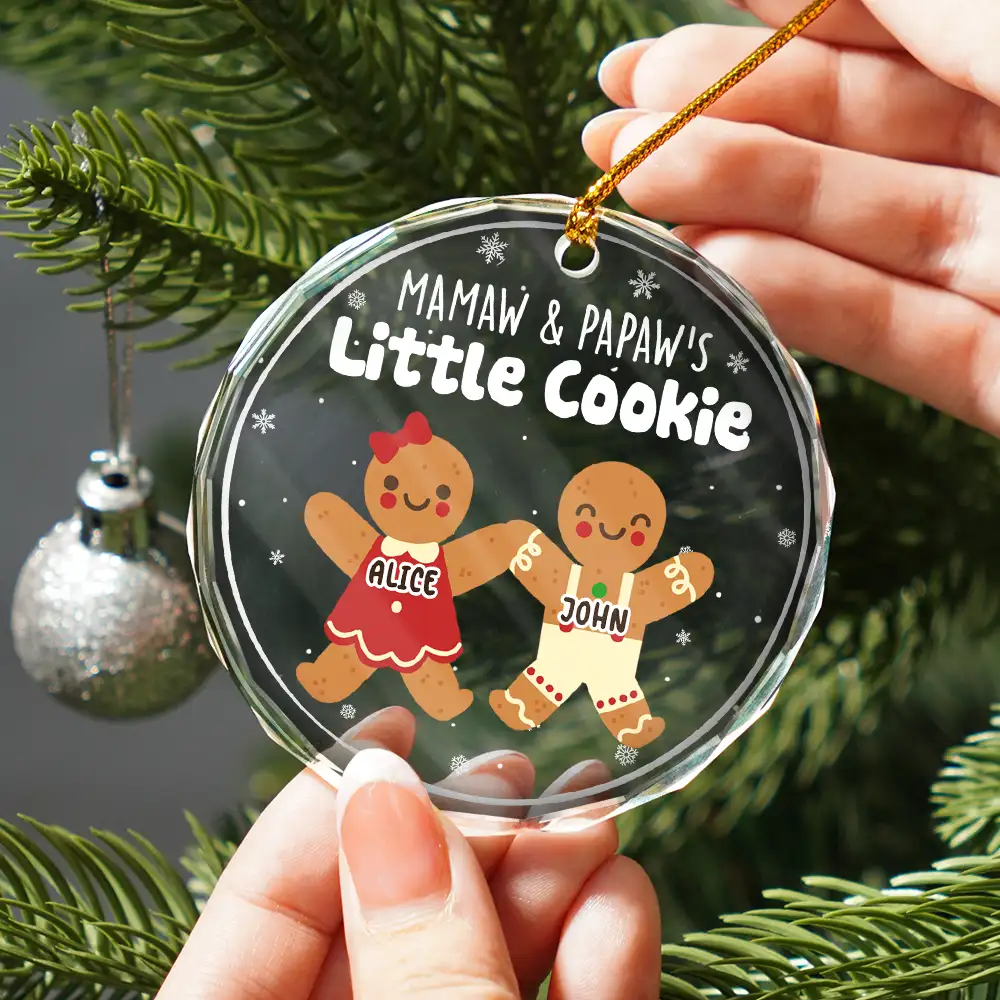 Grandma Grandpa Mom Dad Perfect Batch - Personalized Circle Glass Ornament - Image 2