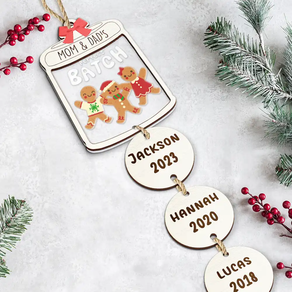 Grandma Grandpa Mom Dad Perfect Patch Cookies - Personalized Mix Ornament With Wooden Tag - Image 3