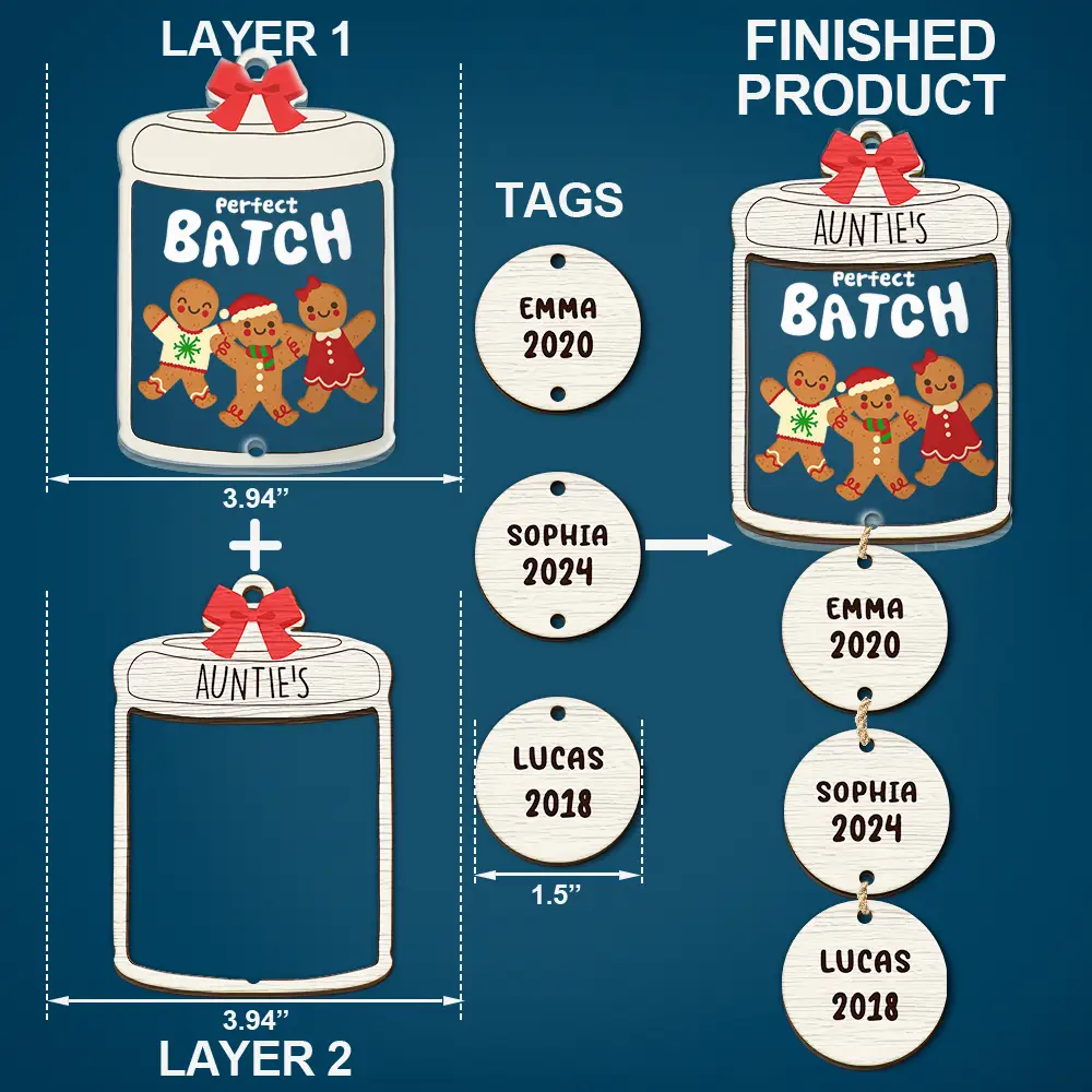 Grandma Grandpa Mom Dad Perfect Patch Cookies - Personalized Mix Ornament With Wooden Tag - Image 5