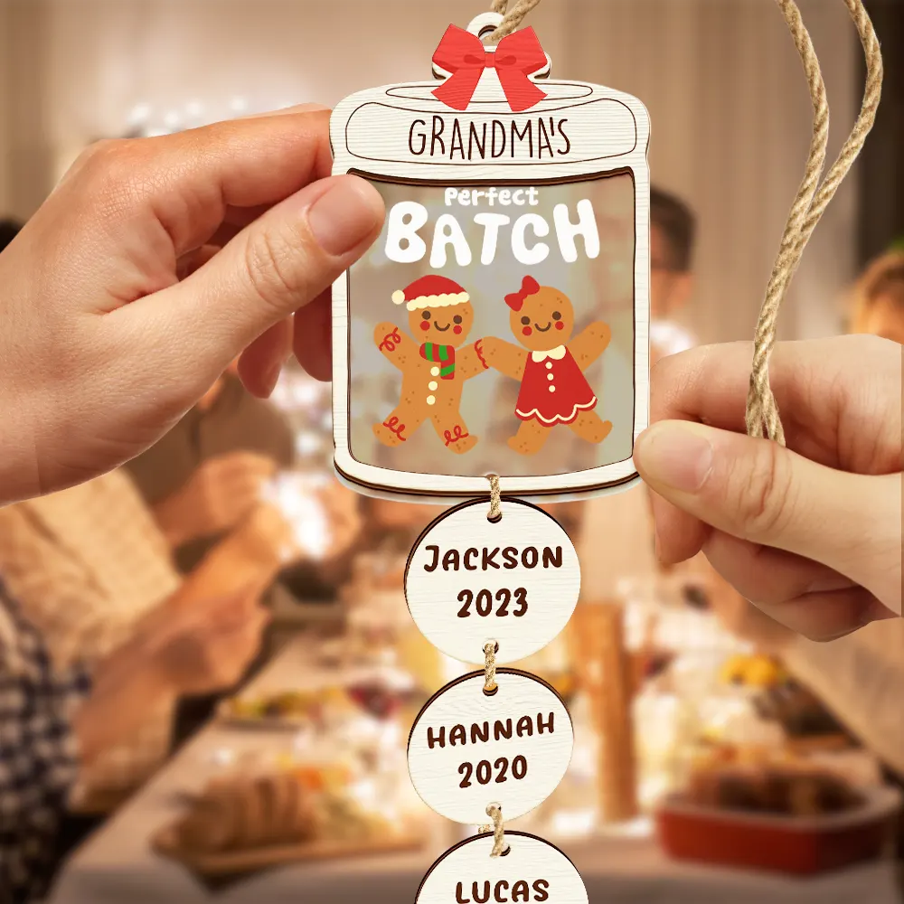Grandma Grandpa Mom Dad Perfect Patch Cookies - Personalized Mix Ornament With Wooden Tag - Image 6