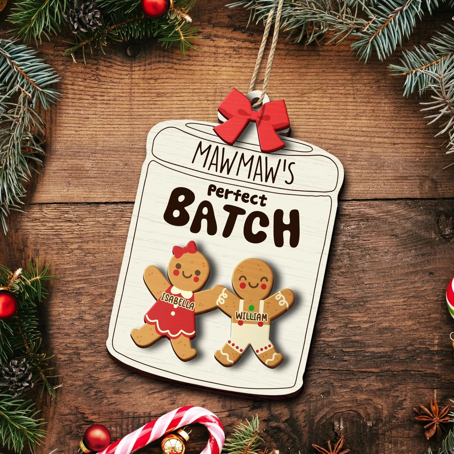 Grandma Grandpa Mom Dad Perfect Patch - Gift For Mom, Dad, Grandparents - Personalized 2-Layered Wooden Ornament - Image 5