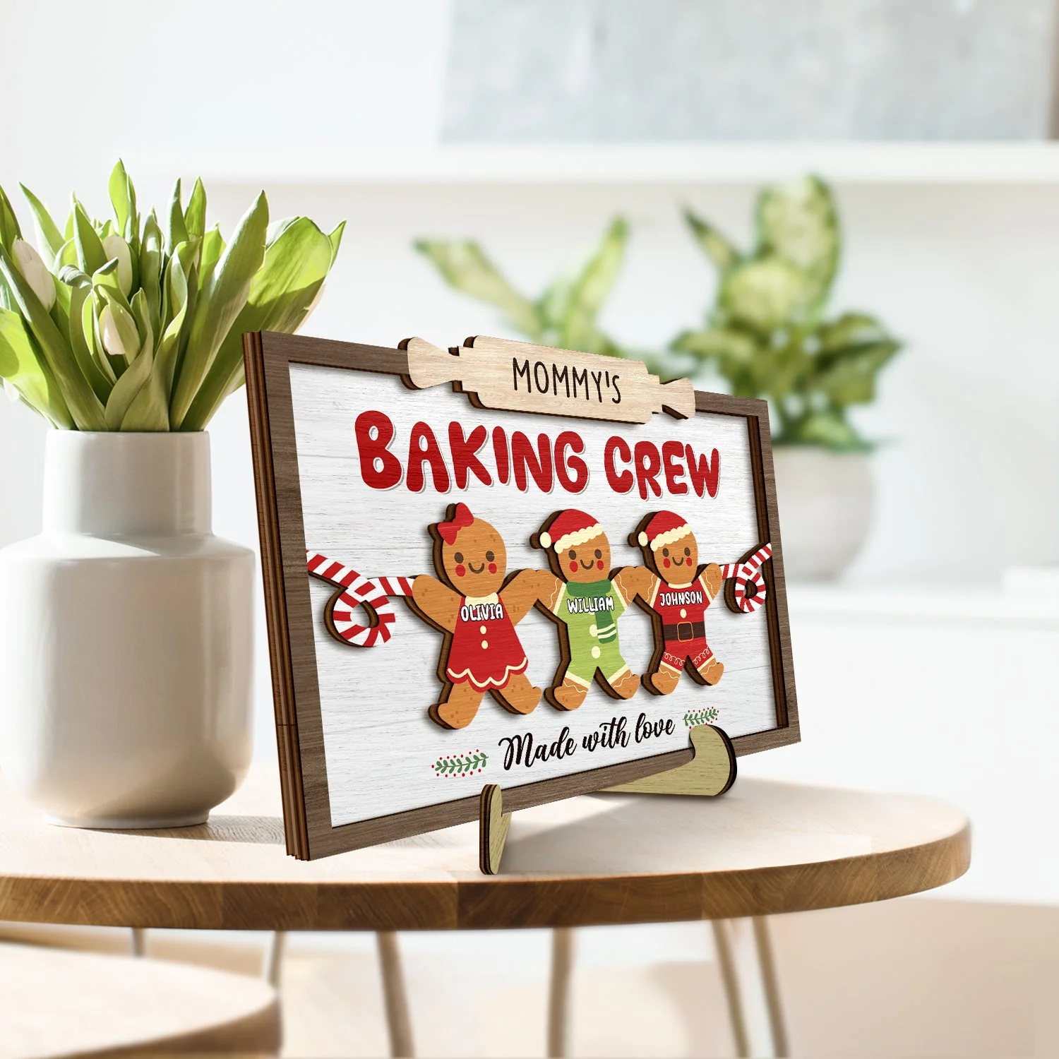 Grandma Grandpa Mom Dad Perfect Patch - Gift For Mom, Dad, Grandparents - Personalized 2-Layered Wooden Plaque With Stand - Image 3