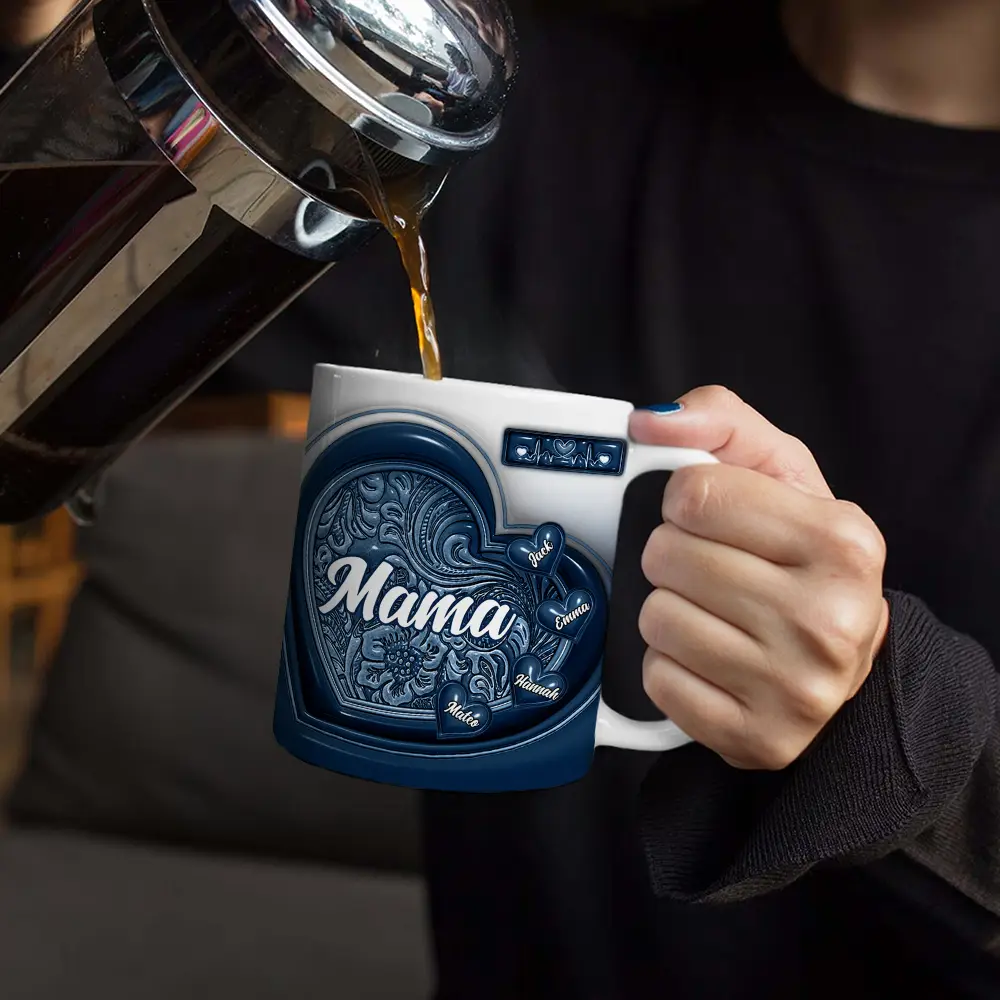 Grandma Little Sweethearts 3D Inflated Effect Printed Mug, Personalized White Edge-to-Edge Mug - Image 4