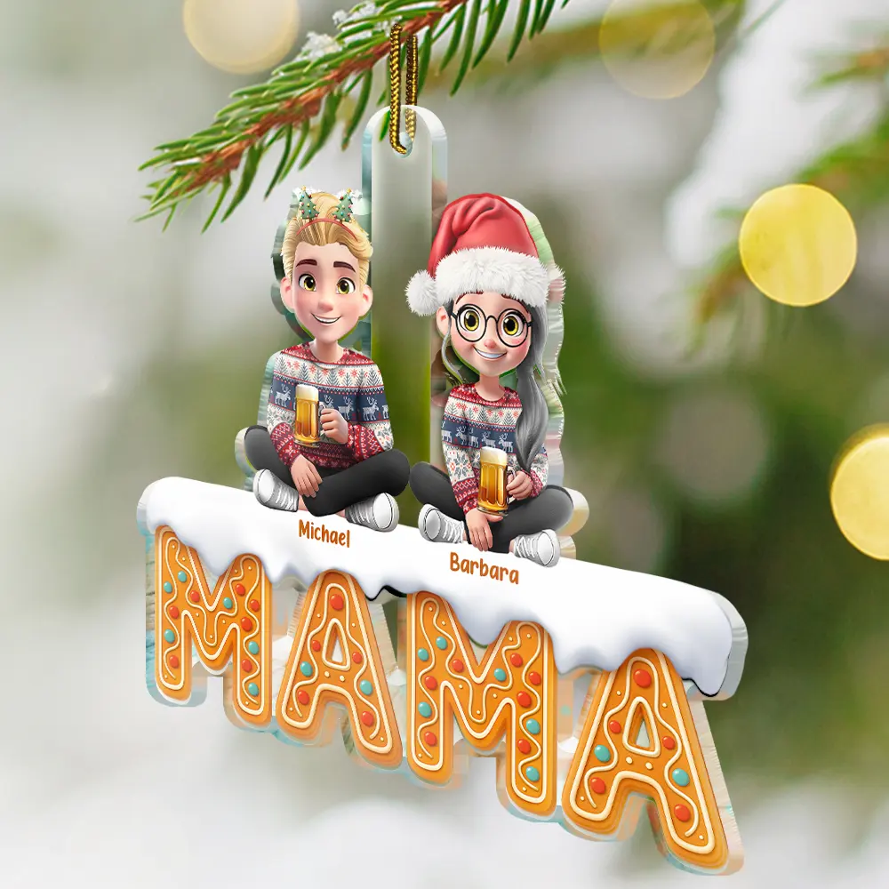Grandma Mom 3D Effect - Personalized Custom Shaped Acrylic Ornament - Image 2