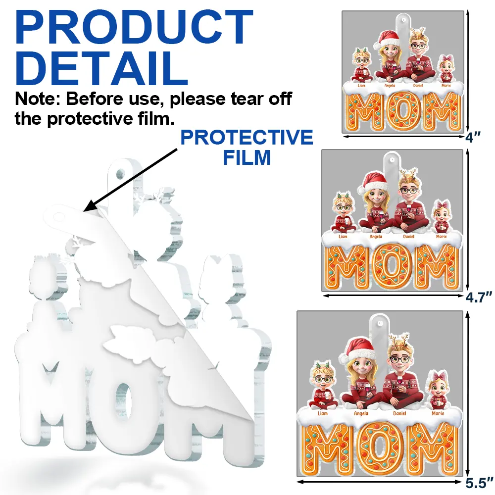 Grandma Mom 3D Effect - Personalized Custom Shaped Acrylic Ornament - Image 6