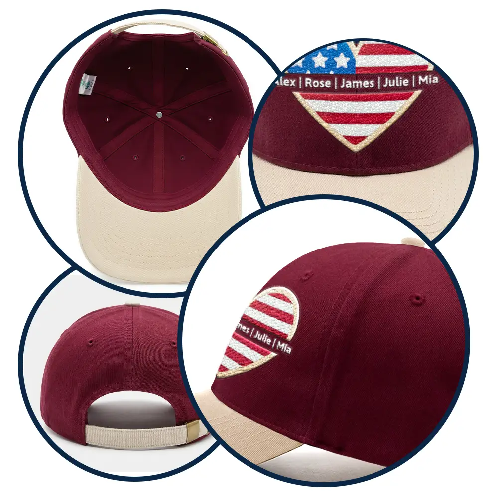 Grandma Mom American Heart - Personalized Embroidered Two Tone Cap - Image 5